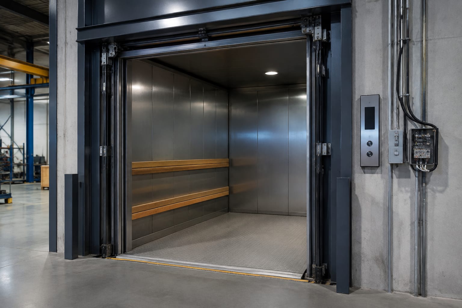 Peças para elevador de carga: portas, travas e comandos